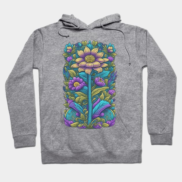 Retro Flower Art Hoodie by Whole Lotta Pixels